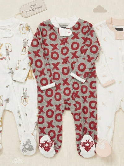 0-3 Months 100% Cotton Knit Full Sleeves Rompers - Pack of 3