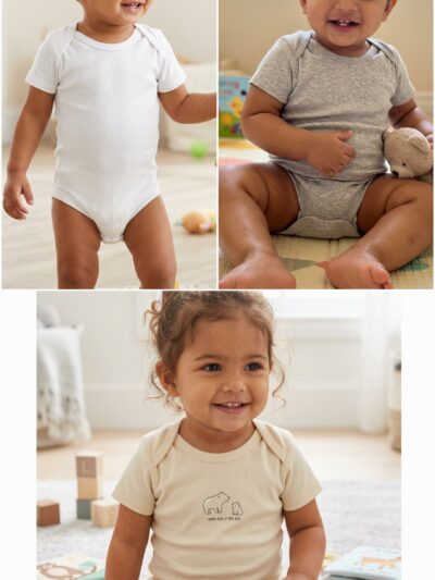 2-3 Years 100% Cotton Knit Half Sleeves Onesies - Pack of 3
