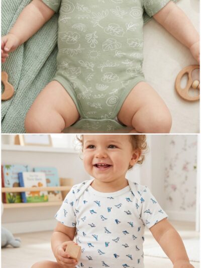 3 to 4 Years 100% Organic Cotton Half Sleeves Onesies - Pack of 2