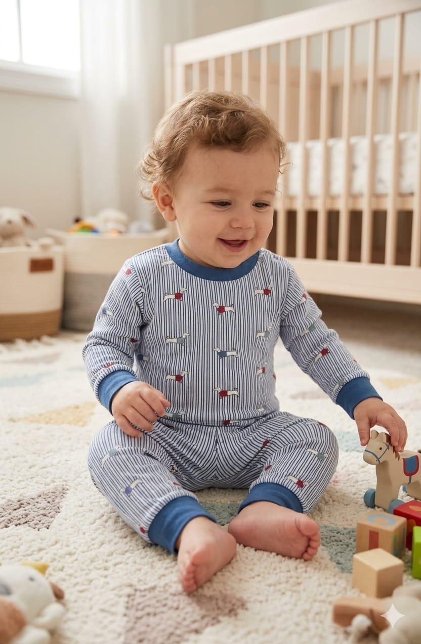 Puppy Pinstripes Stripes Pyjama Set