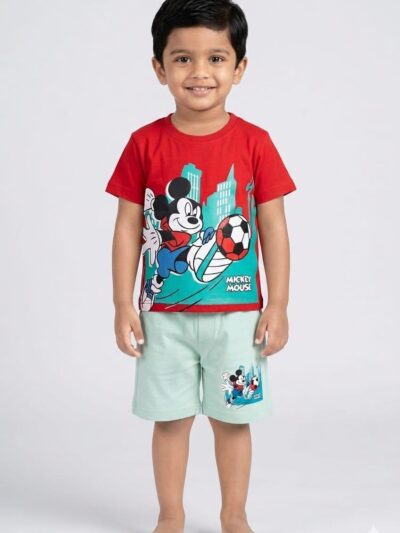 Kids Summer Tee & Shorts 2-Piece Co-ord Clothing Sets | Mickey Mouse Soccer Set