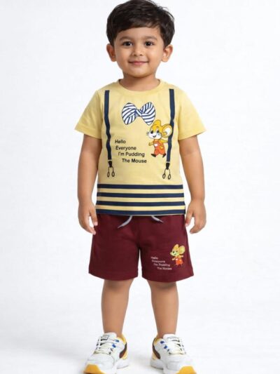 Kids Summer Tee & Shorts 2-Piece Co-ord Clothing Sets | Pudding Mouse Suspenders