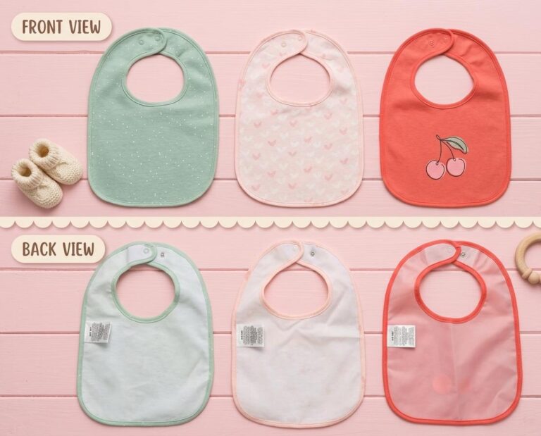 Set of 3, 100% Organic Cotton Bib with Snap Button Closure ONE SIZE , 0-24 MONTHS