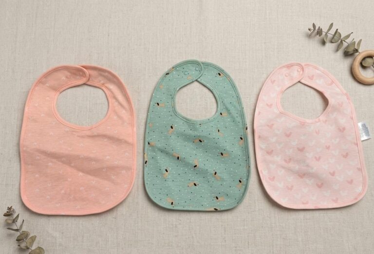 Set of 3, 100% Organic Cotton Bib with Snap Button Closure ONE SIZE , 0-24 MONTHS