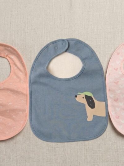 Set of 3, 100% Organic Cotton Bib with Snap Button Closure ONE SIZE , 0-24 MONTHS