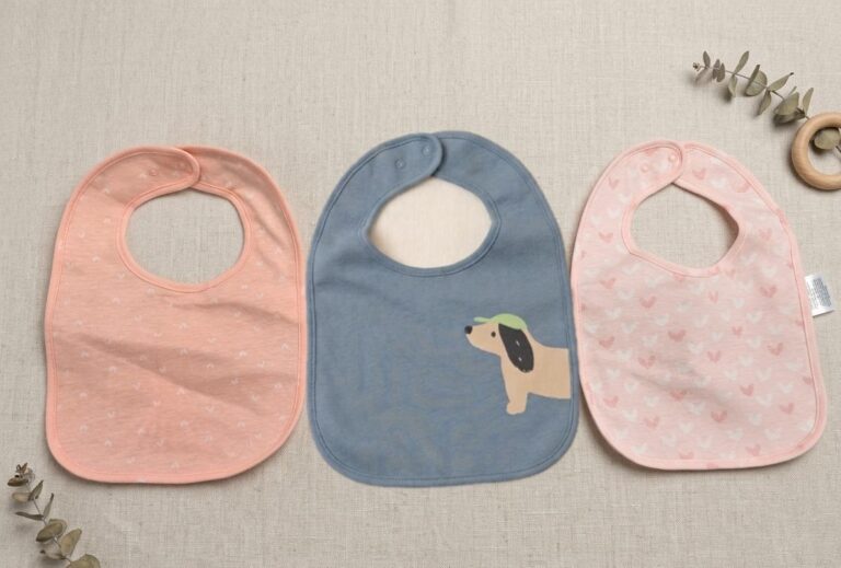 Set of 3, 100% Organic Cotton Bib with Snap Button Closure ONE SIZE , 0-24 MONTHS