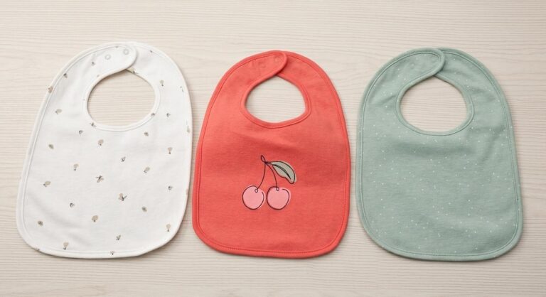 Set of 3, 100% Organic Cotton Bib with Snap Button Closure ONE SIZE , 0-24 MONTHS