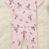 Cotton Knit Half Sleeves Co-ord Night Suit With Bambi Print - Pink