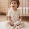 Cotton Knit Half Sleeves Co-ord Night Suit With mix Print - Cream