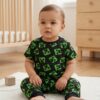 Cotton Knit Half Sleeves Co-ord Night Suit With Block Print - Green