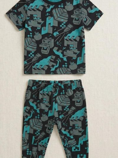 Cotton Knit Half Sleeves Co-ord Night Suit With Block Print - Blue