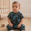 Cotton Knit Half Sleeves Co-ord Night Suit With Block Print - Blue