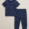 Cotton Knit Half Sleeves Co-ord Night Suit With Flower Print - Blue