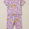 Cotton Knit Half Sleeves Co-ord Night Suit With Fruit Print - Purple