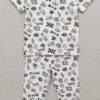 Cotton Knit Half Sleeves Co-ord Night Suit With Graffiti Print - Black & White