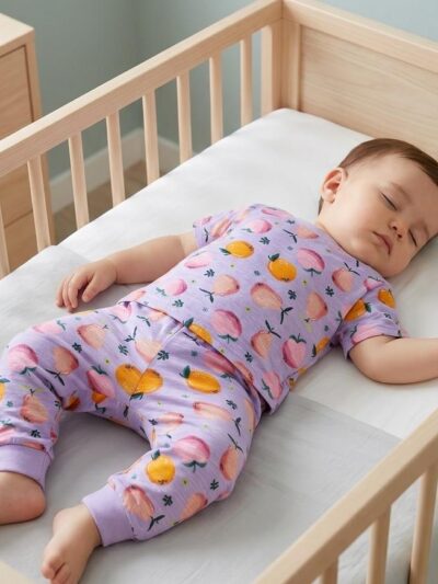 Cotton Knit Half Sleeves Co-ord Night Suit With Fruit Print - Purple