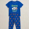 Cotton Knit Half Sleeves Co-ord Night Suit With Football Print - Blue