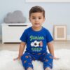 Cotton Knit Half Sleeves Co-ord Night Suit With Football Print - Blue