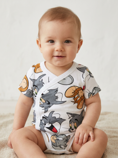 6-9 Months 100% Cotton Knit Half Sleeves Onesies - Pack of 3