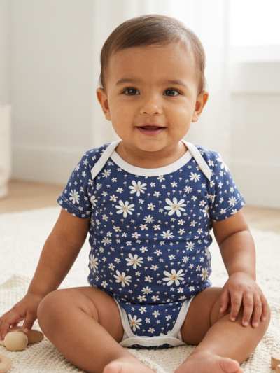 18 to 24 Months 100% Organic Cotton Half Sleeves Onesies - Pack of 3