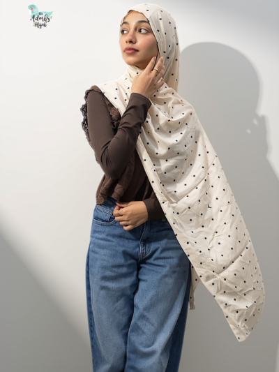 Buttercream Polka Dot Printed Modal Hijab
