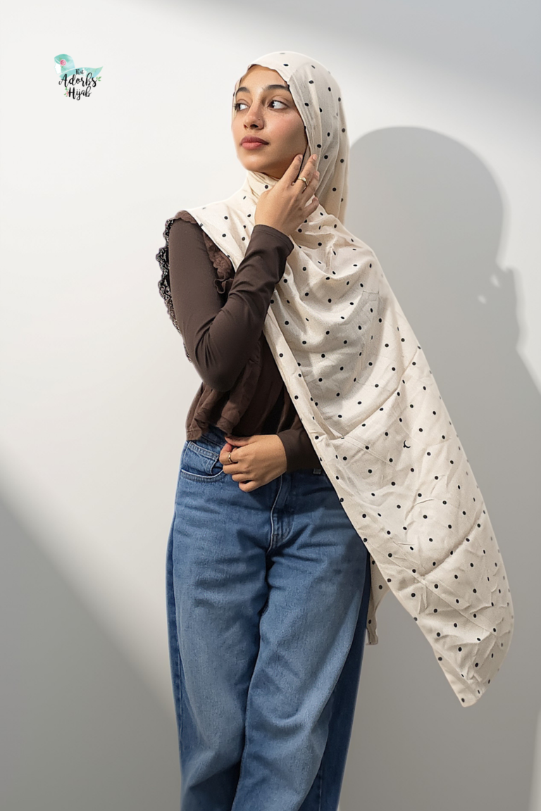 Buttercream Polka Dot Printed Modal Hijab
