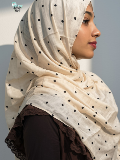 Buttercream Polka Dot Printed Modal Hijab