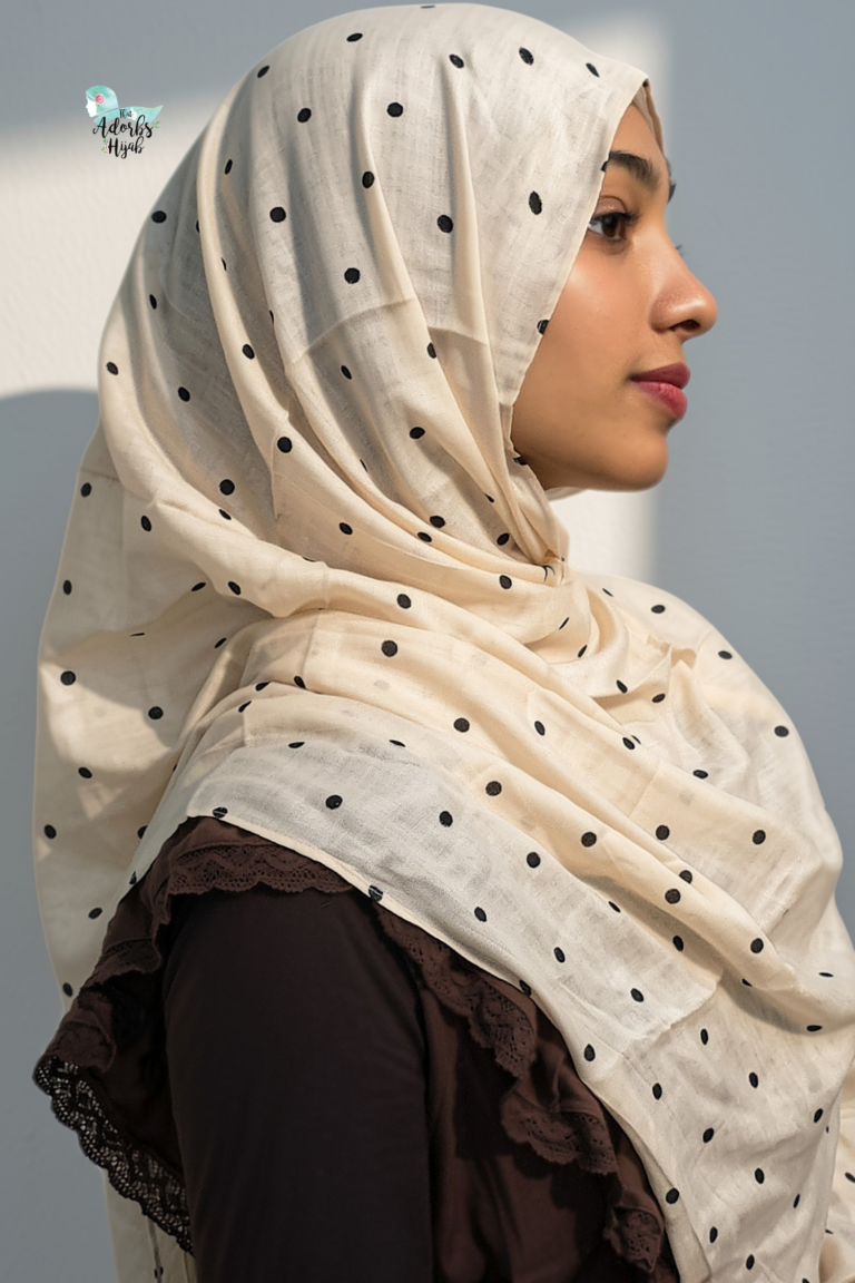 Buttercream Polka Dot Printed Modal Hijab