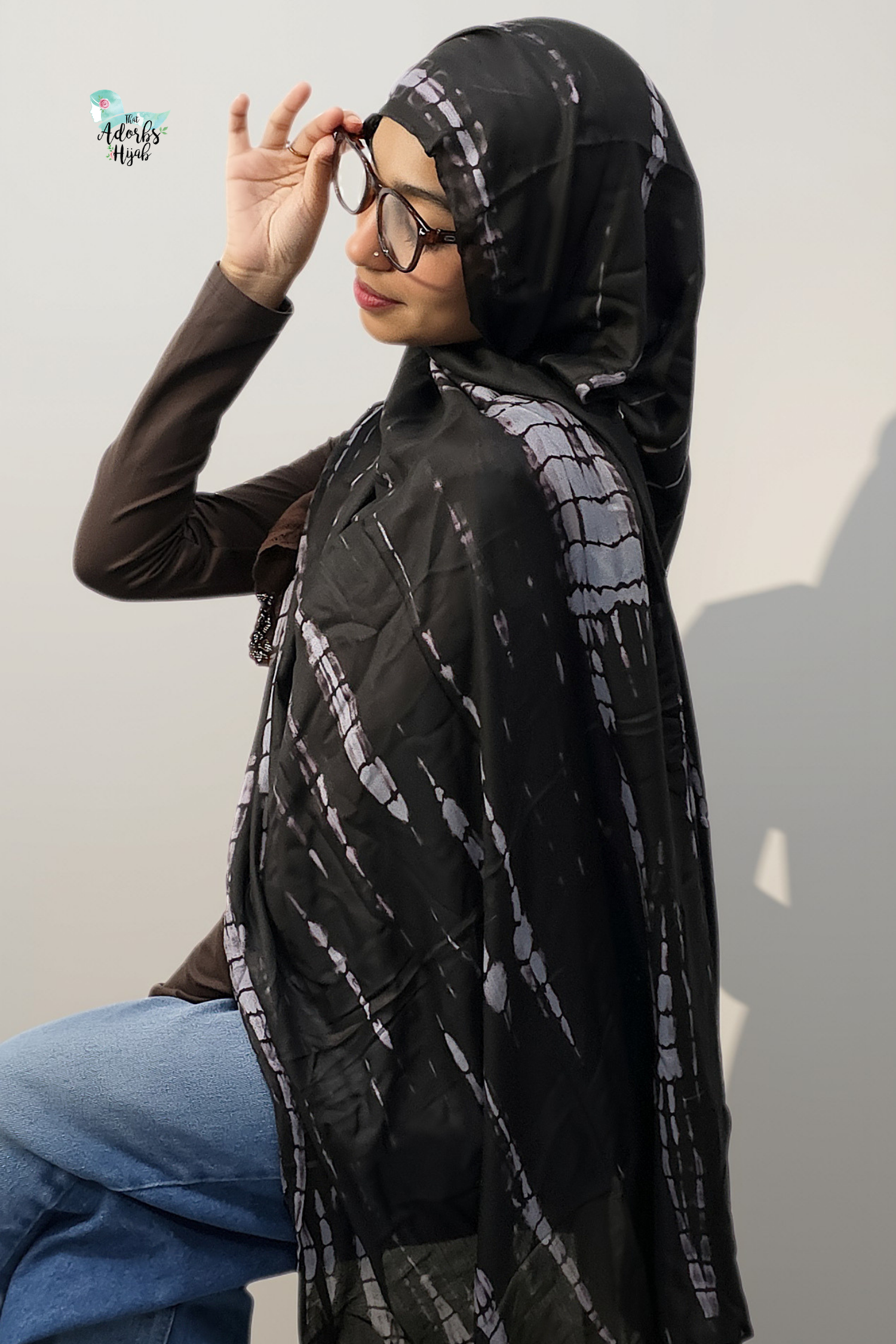 Denim Ripple Printed Modal Hijab