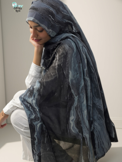 Stormy Slate Printed Modal Hijab