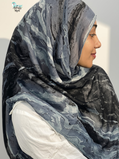 Stormy Slate Printed Modal Hijab