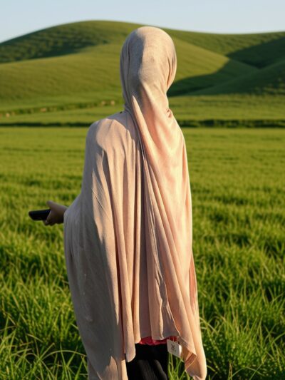 Peach textured jersey Hijab