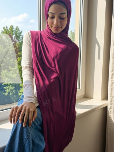 plum textured jersey hijab