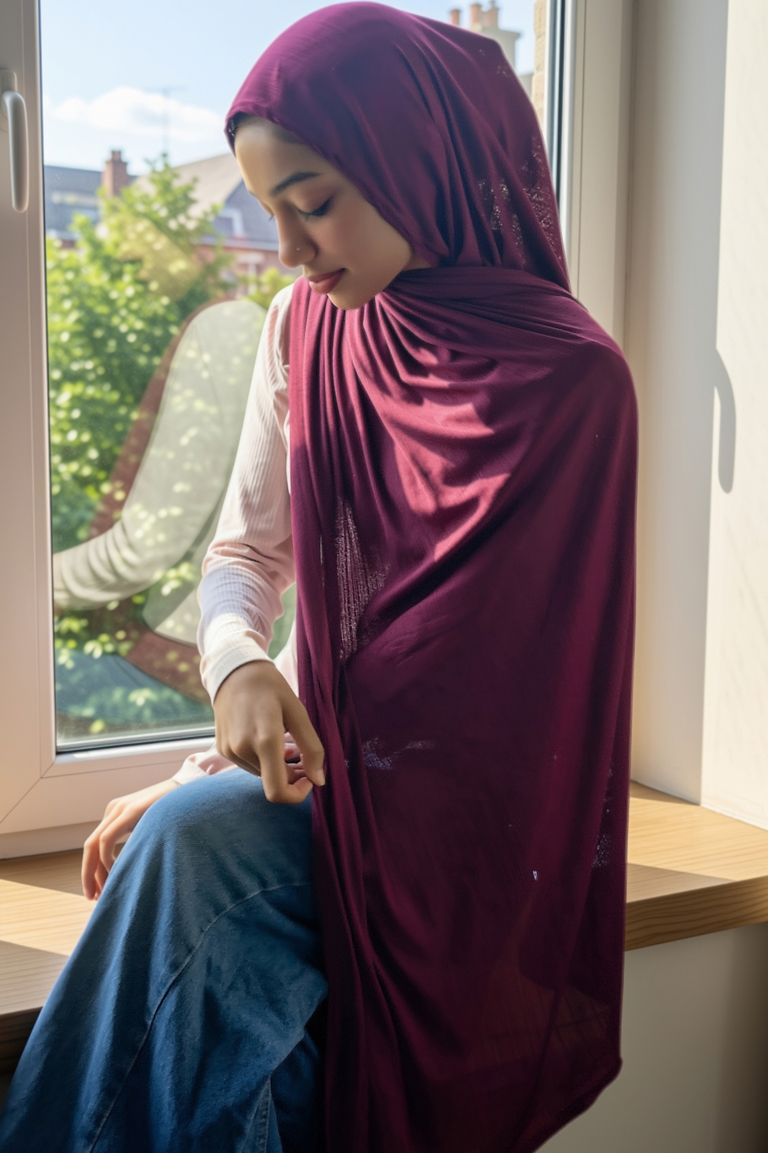 Plum Textured Jersey Hijab