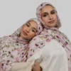 Baby Pink Floral Printed Modal Hijab